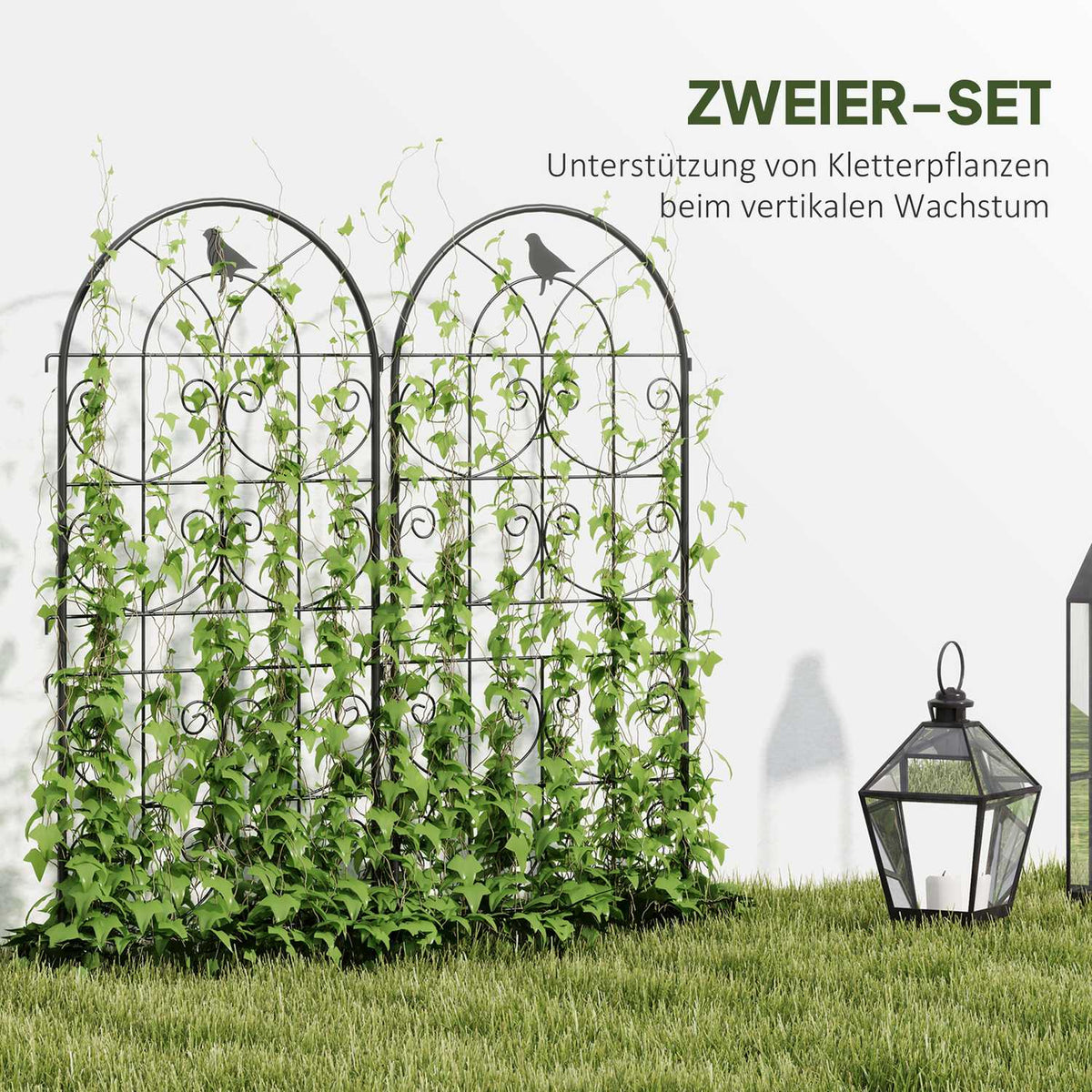Metal Trellis Set of 2 for Plugging Rustproof Trellis with Bird Design for Climbing Plants 50 x 120 cm Trellis for Houseplants Plant Trellis for Tomatoes Flowers Climbing Plants Black