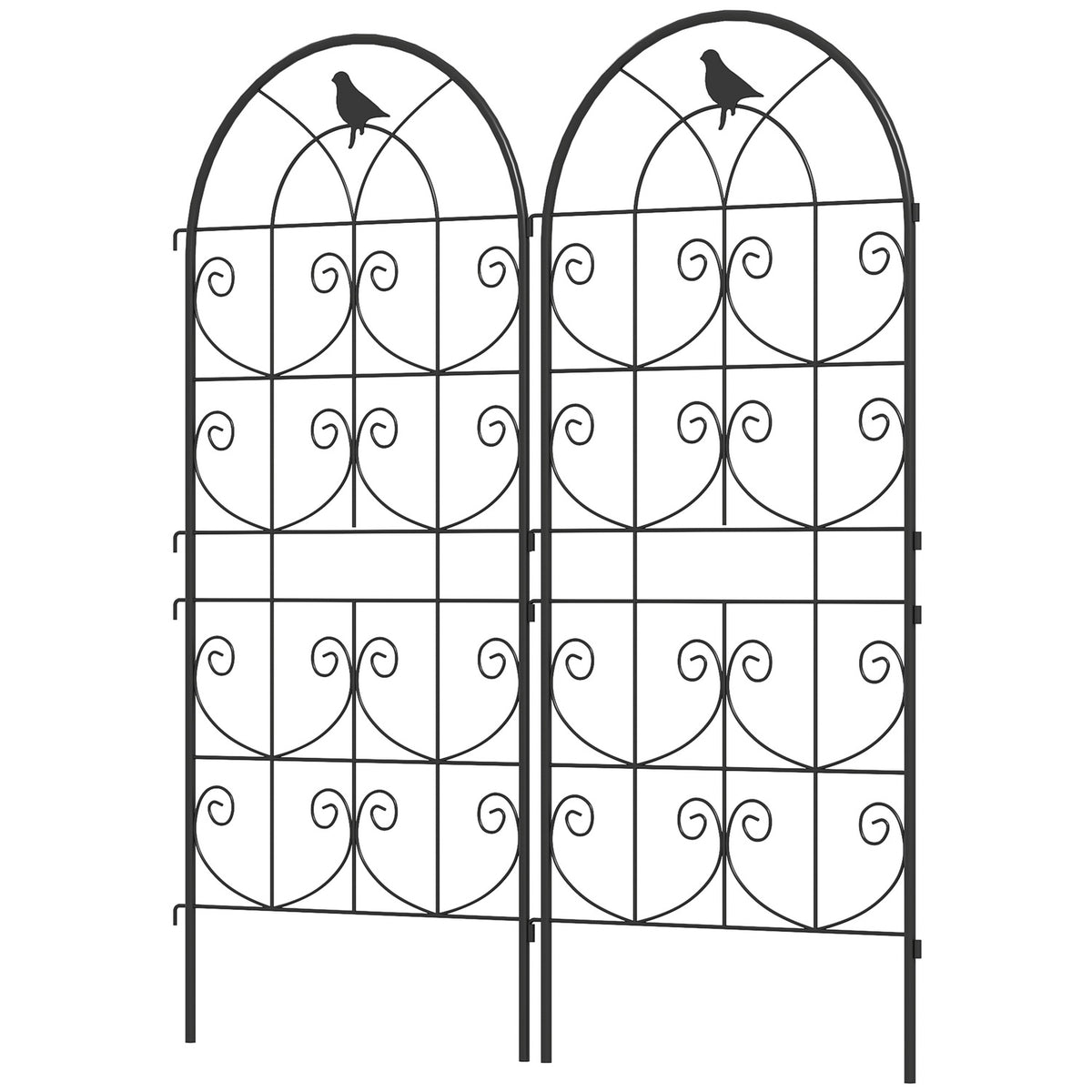 Metal Trellis Set of 2 for Plugging Rustproof Trellis with Bird Design for Climbing Plants 50 x 120 cm Trellis for Houseplants Plant Trellis for Tomatoes Flowers Climbing Plants Black