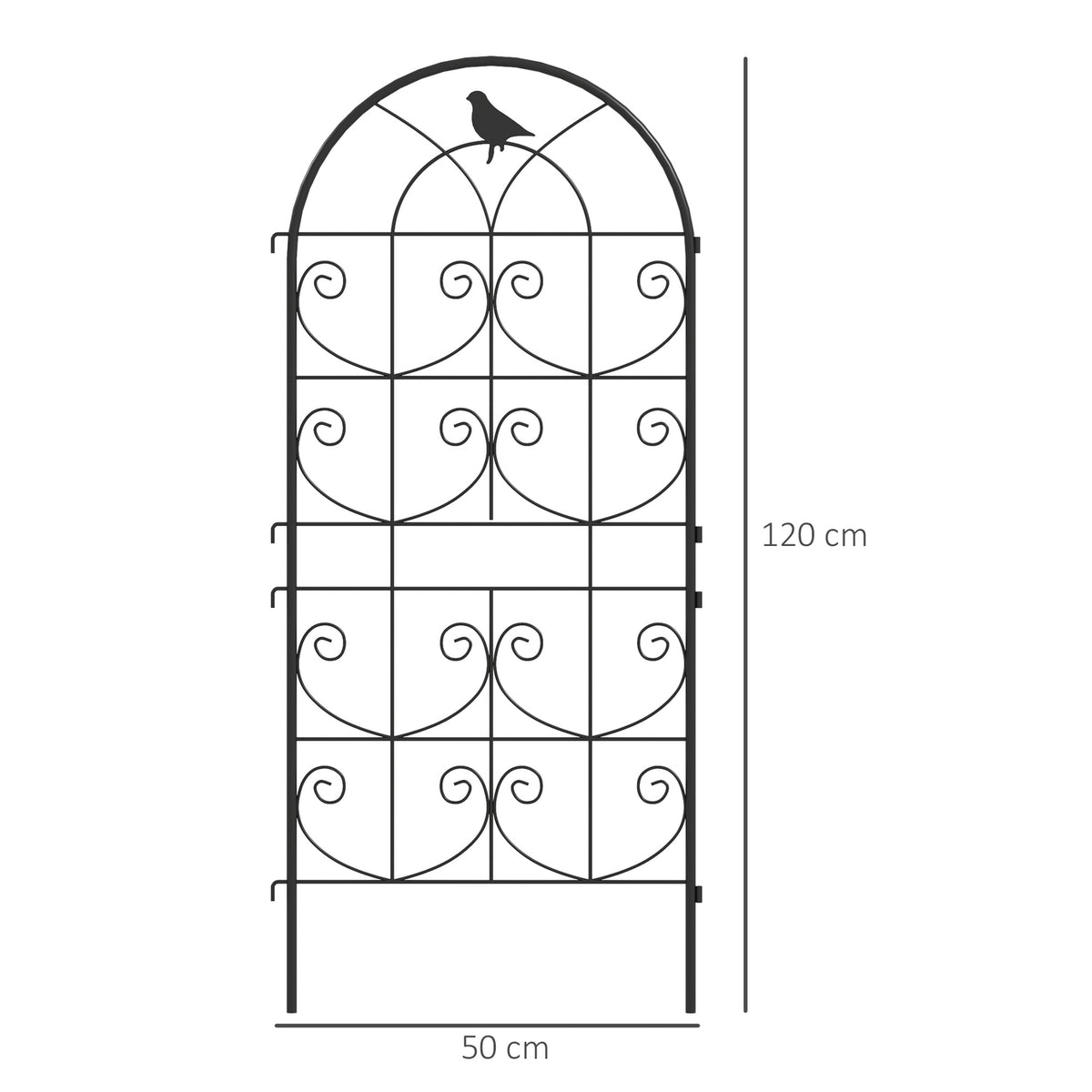 Metal Trellis Set of 2 for Plugging Rustproof Trellis with Bird Design for Climbing Plants 50 x 120 cm Trellis for Houseplants Plant Trellis for Tomatoes Flowers Climbing Plants Black