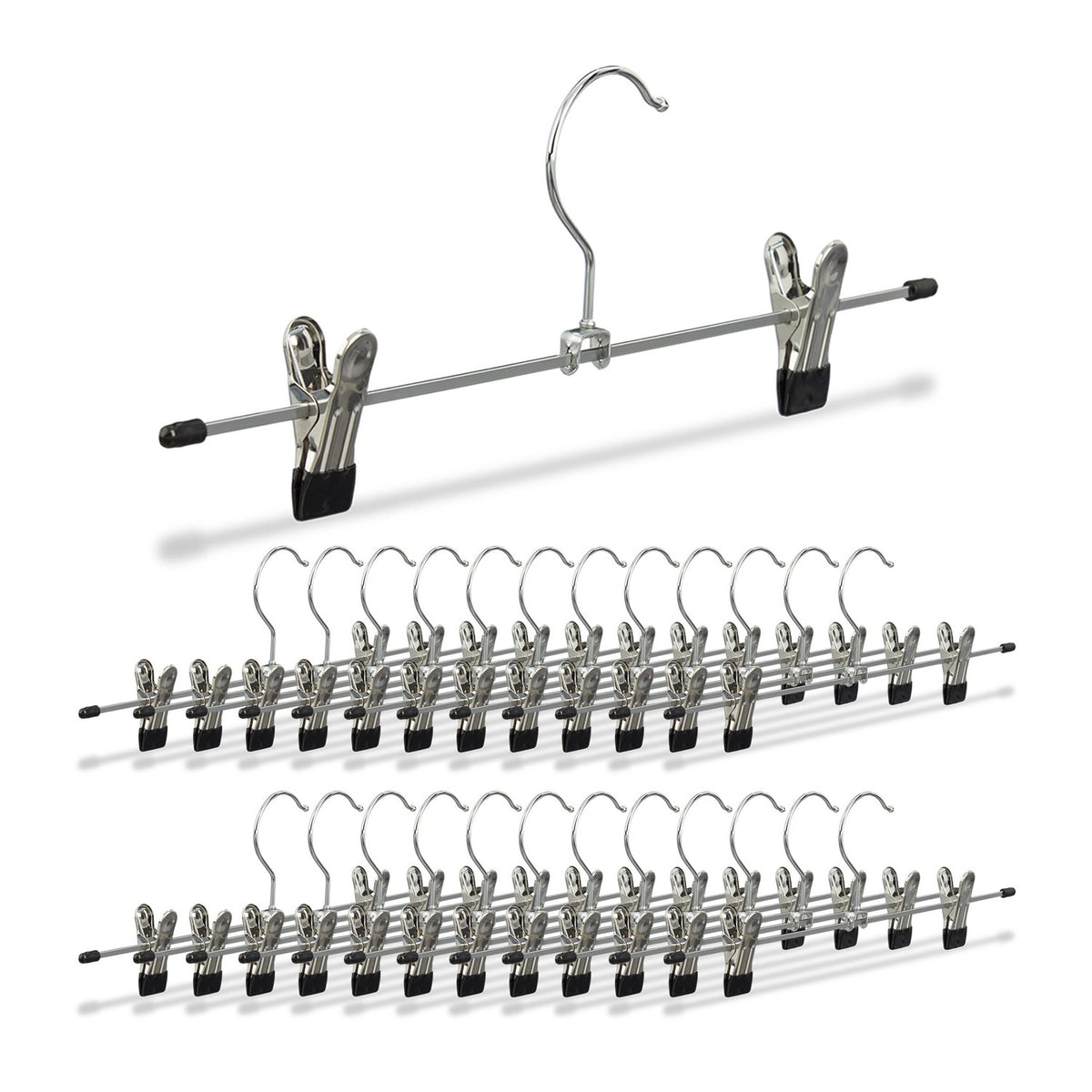 Metal Trouser Hangers, 25-Pack, Adjustable Clips