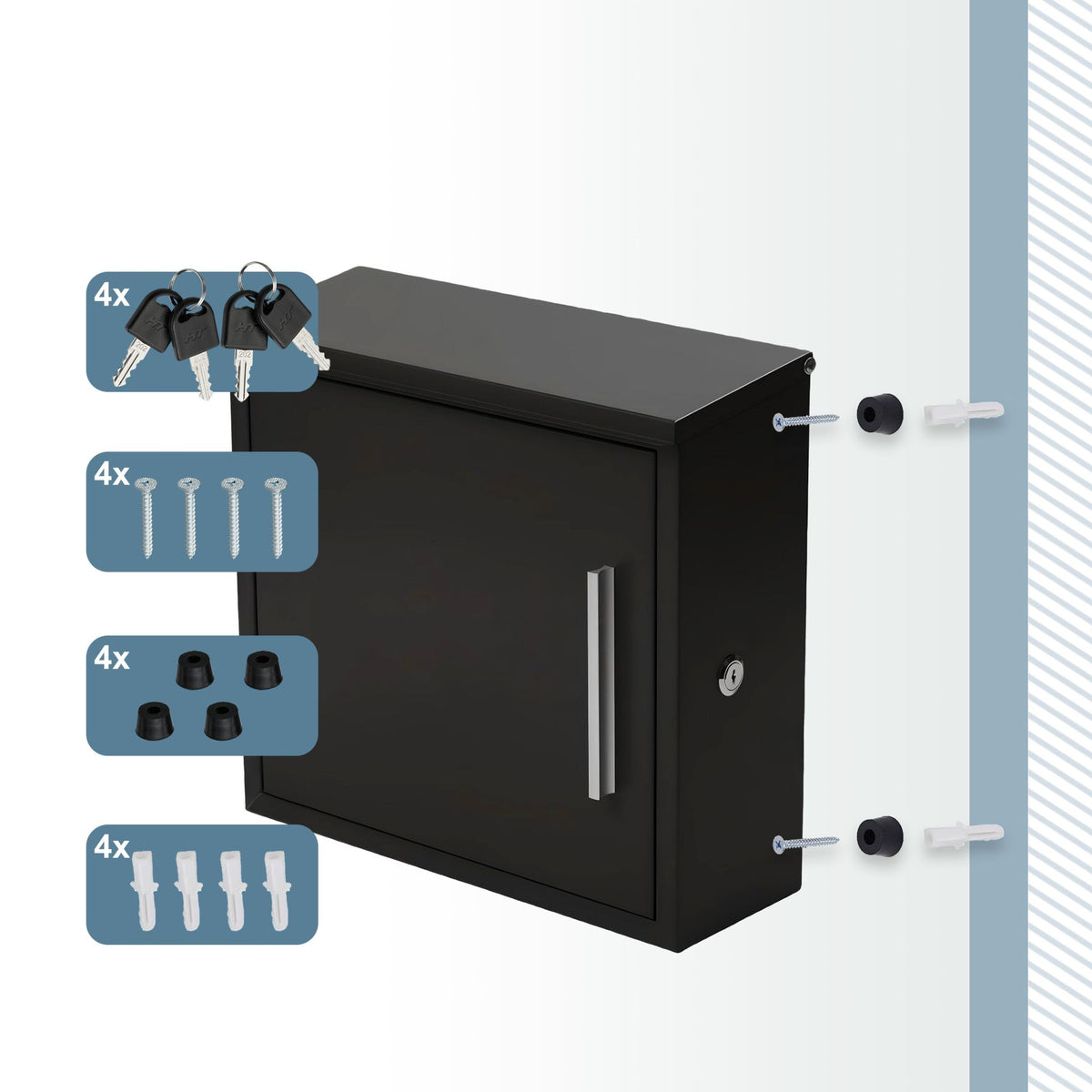 Metal Wall-Mounted Mailbox, Weatherproof, Lockable