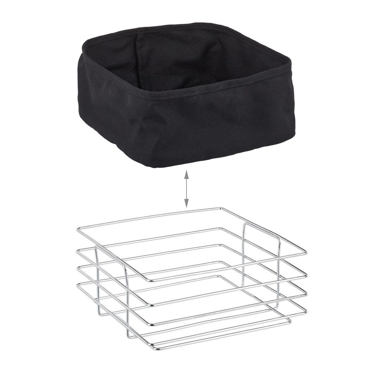 Metal bread basket with fabric cover