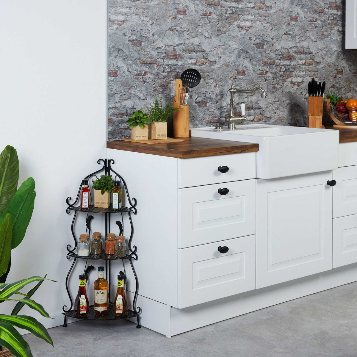 Metal corner shelf with 3 shelves