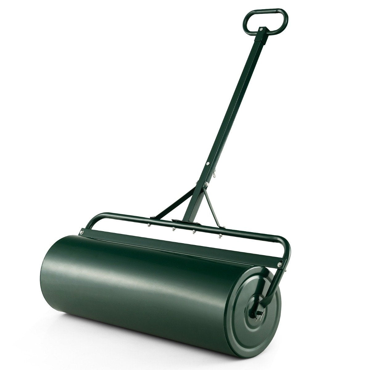 Metal lawn roller, grass roller for pushing or pulling, 99 x 30 x 137 cm, green
