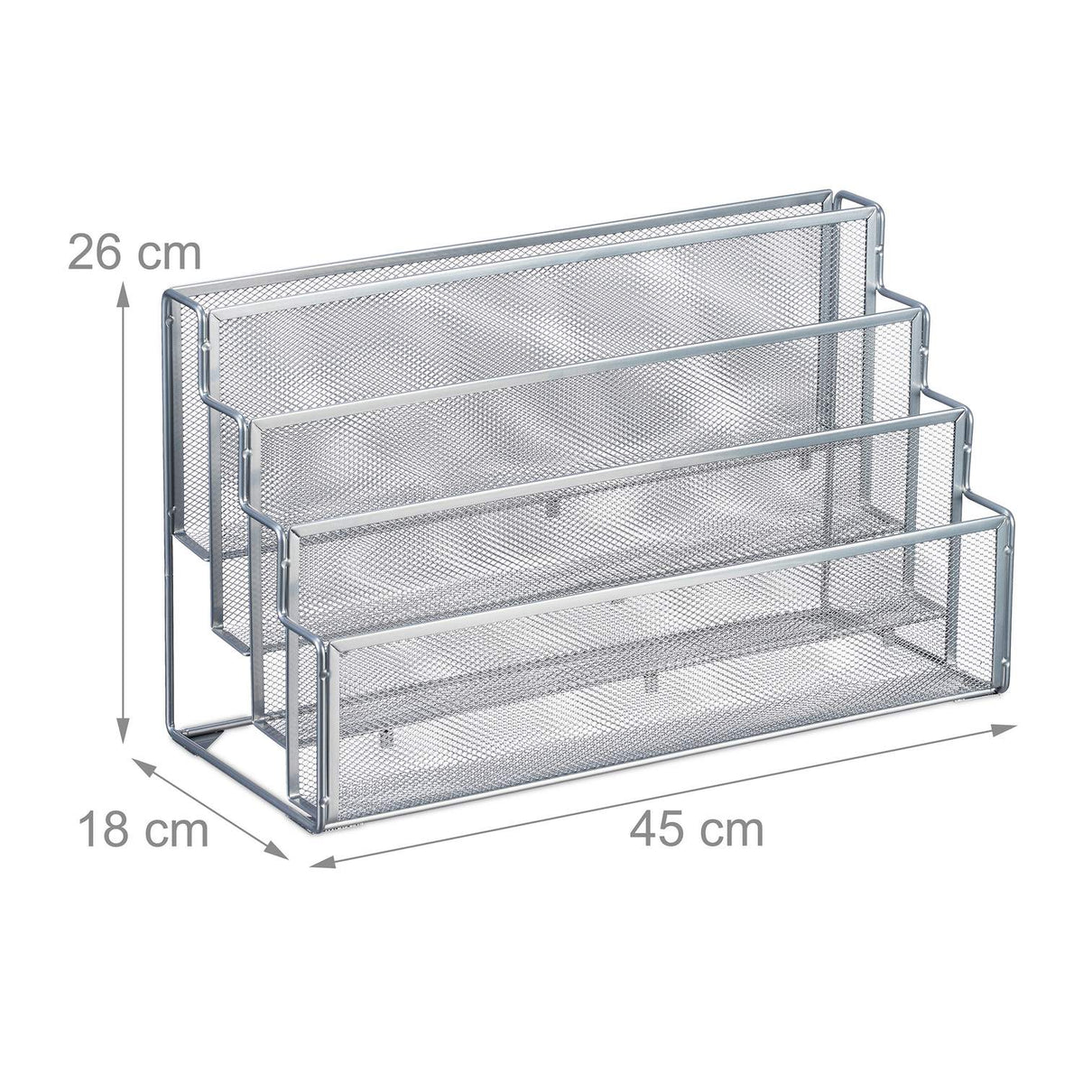 Metal magazine rack with 4 compartments