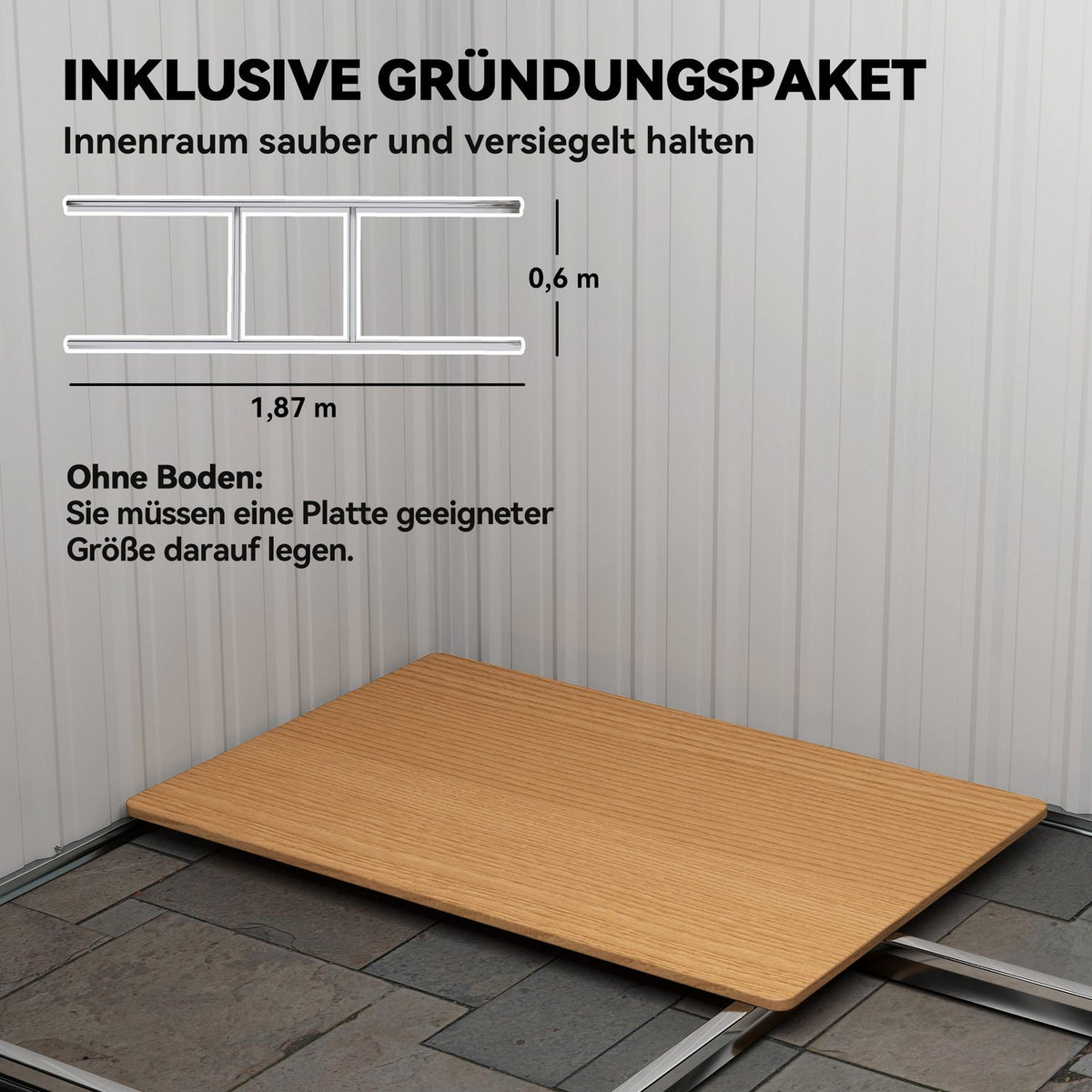 Metal tool shed 2.3 m² 207 x 130 x 182 cm with pent roof window floor frame green