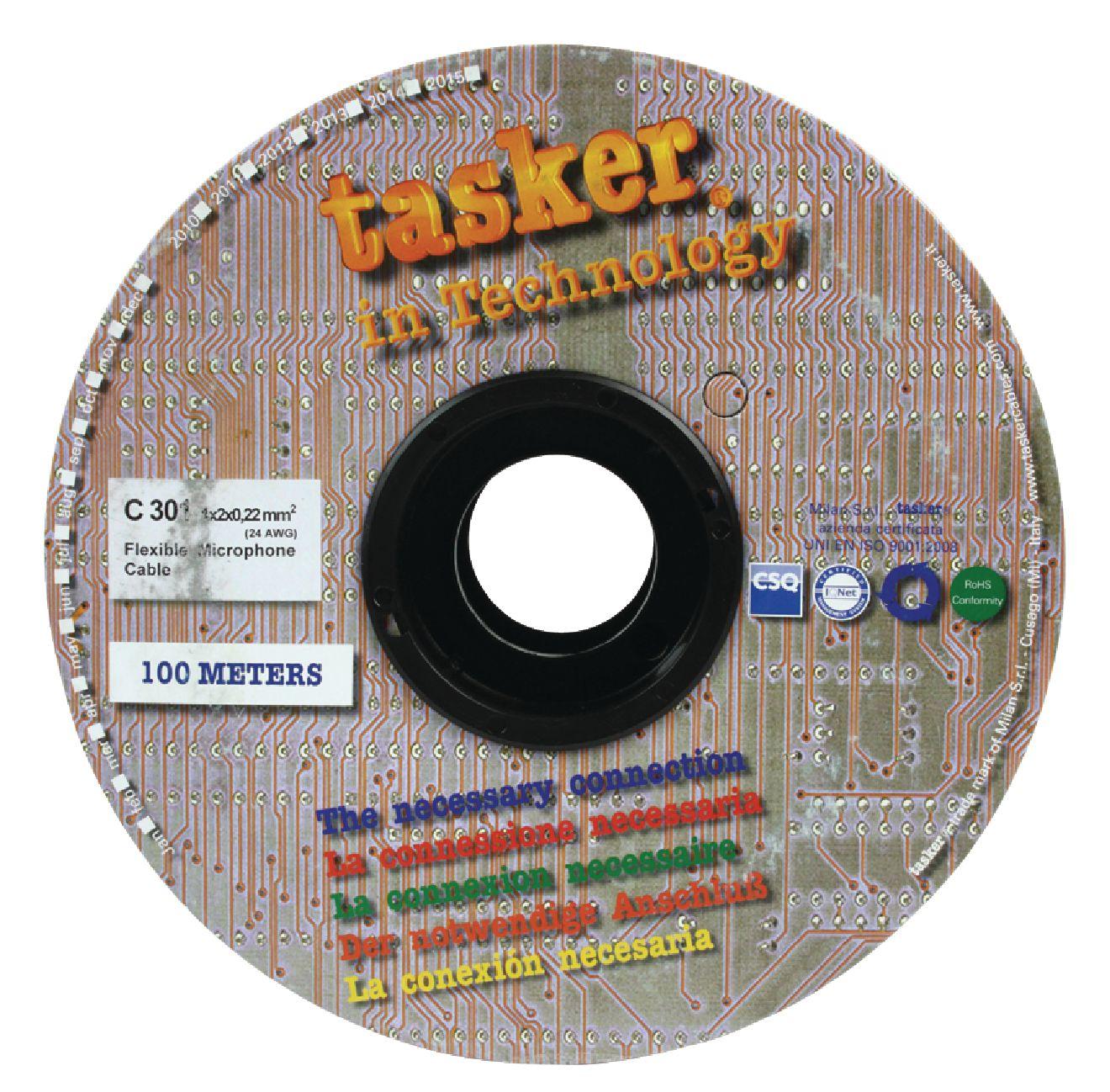 Microphone Cable on Reel 2x 0.22 mm² 100 m Black