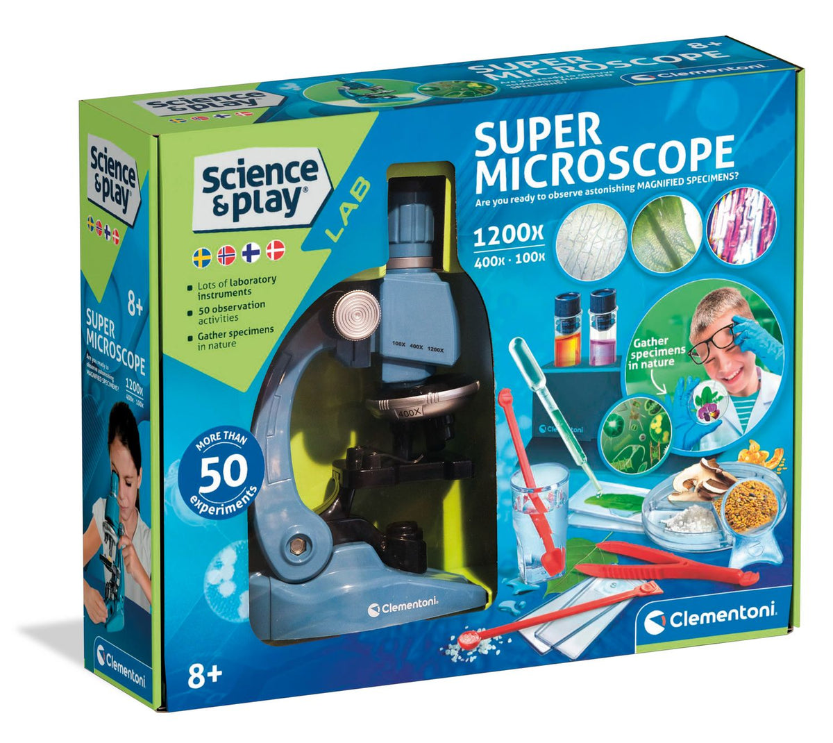 Microscope for Kids, 1200x Magnification, 50 Experiments