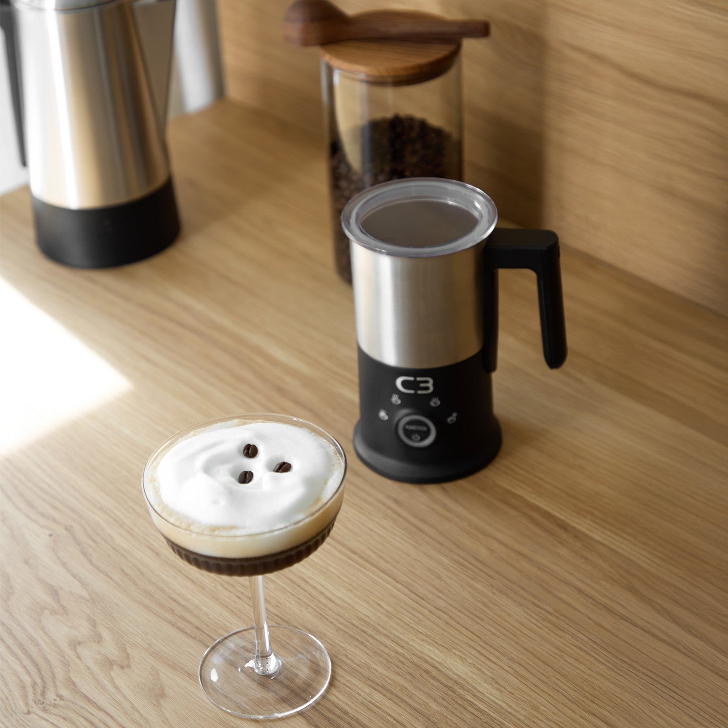 Milk Frother, Stainless Steel, 240ml/115ml Capacity