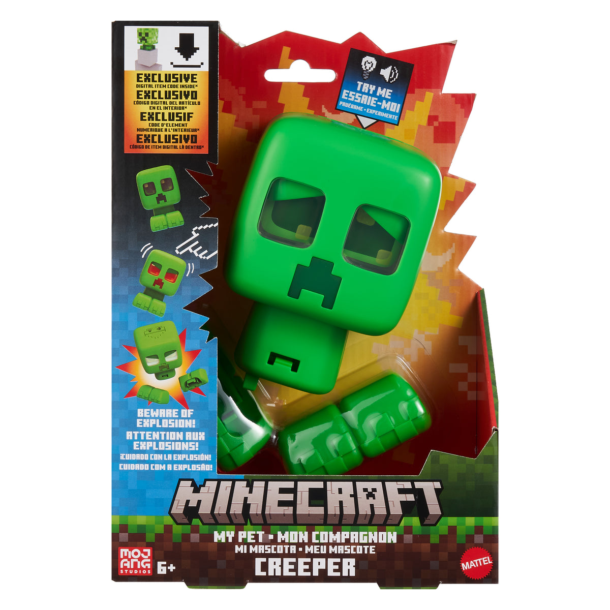 Minecraft Creeper Toy with Sound and Light, 15 cm