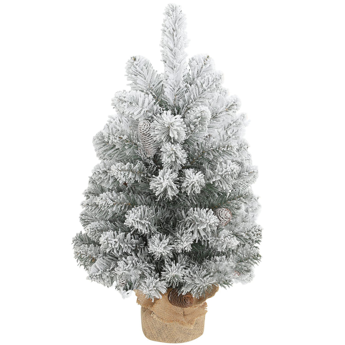 Mini Artificial Christmas Tree 60 cm with Snow, Pinecones