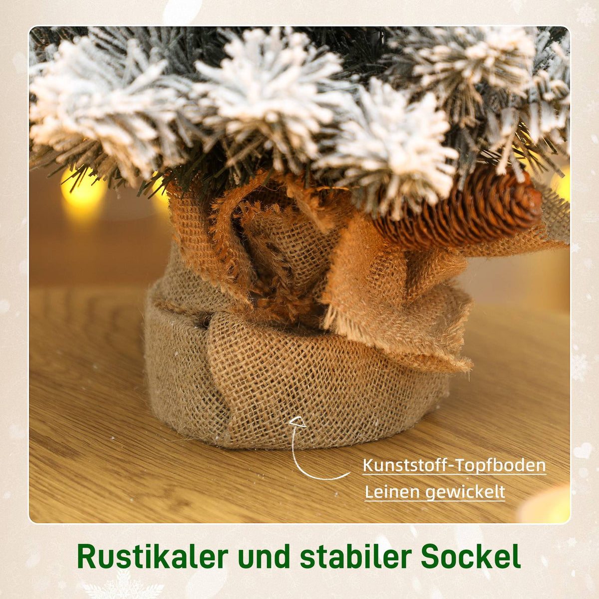 Mini Artificial Christmas Tree 60 cm with Snow, Pinecones