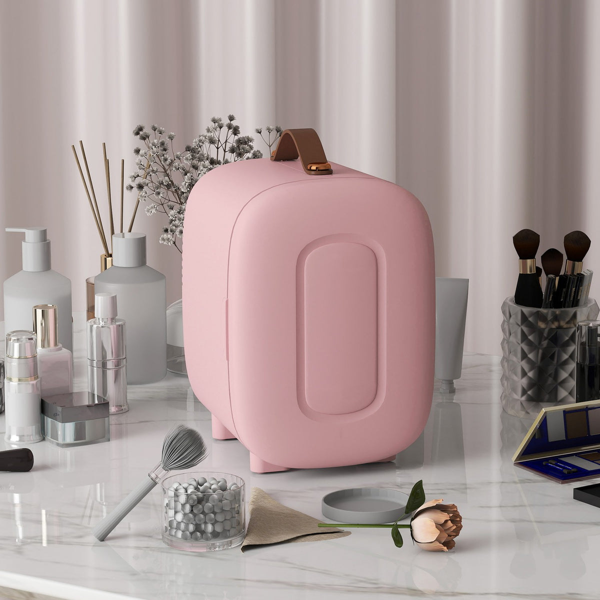 Mini Beauty Fridge – 4L, Pink, Skincare & Makeup Storage