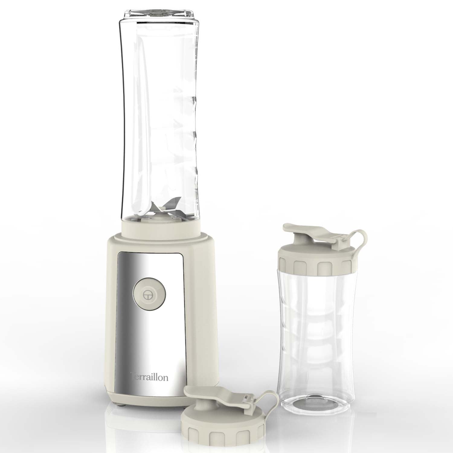 Mini Blender 300W – 2 Tritan Bottles, Cream & Steel