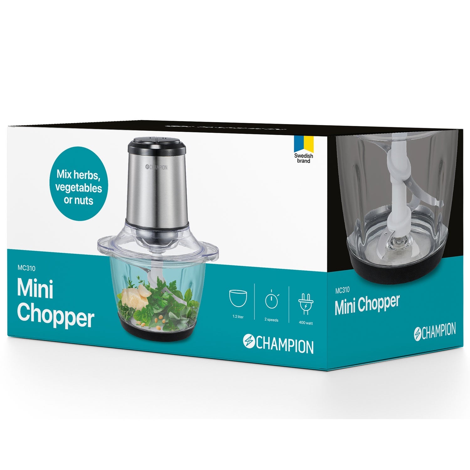 Mini Chopper 1.2L 400W Glass Bowl MC310 Stainless