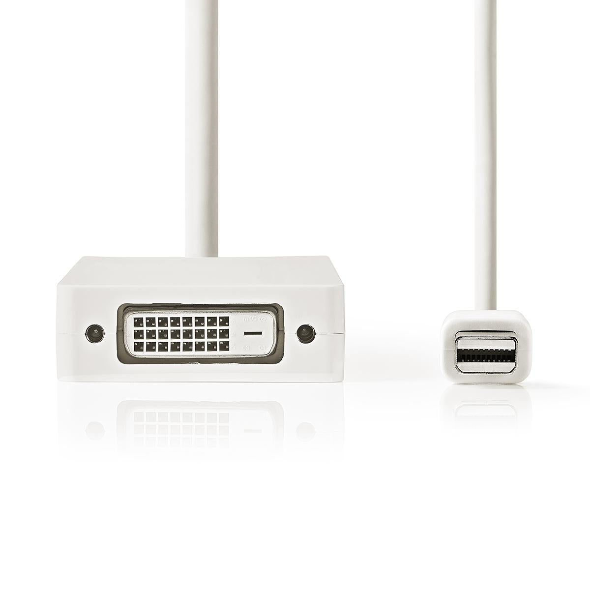 Mini Displayport Cable | DisplayPort 1.2 | Mini DisplayPort Male | DVI-D 24+1-Pin Female / HDMI™ input / VGA female 15p | 21.6 Gbps | Nickel Plated | 0.20 m | Round | PVC | White | Plastic bag