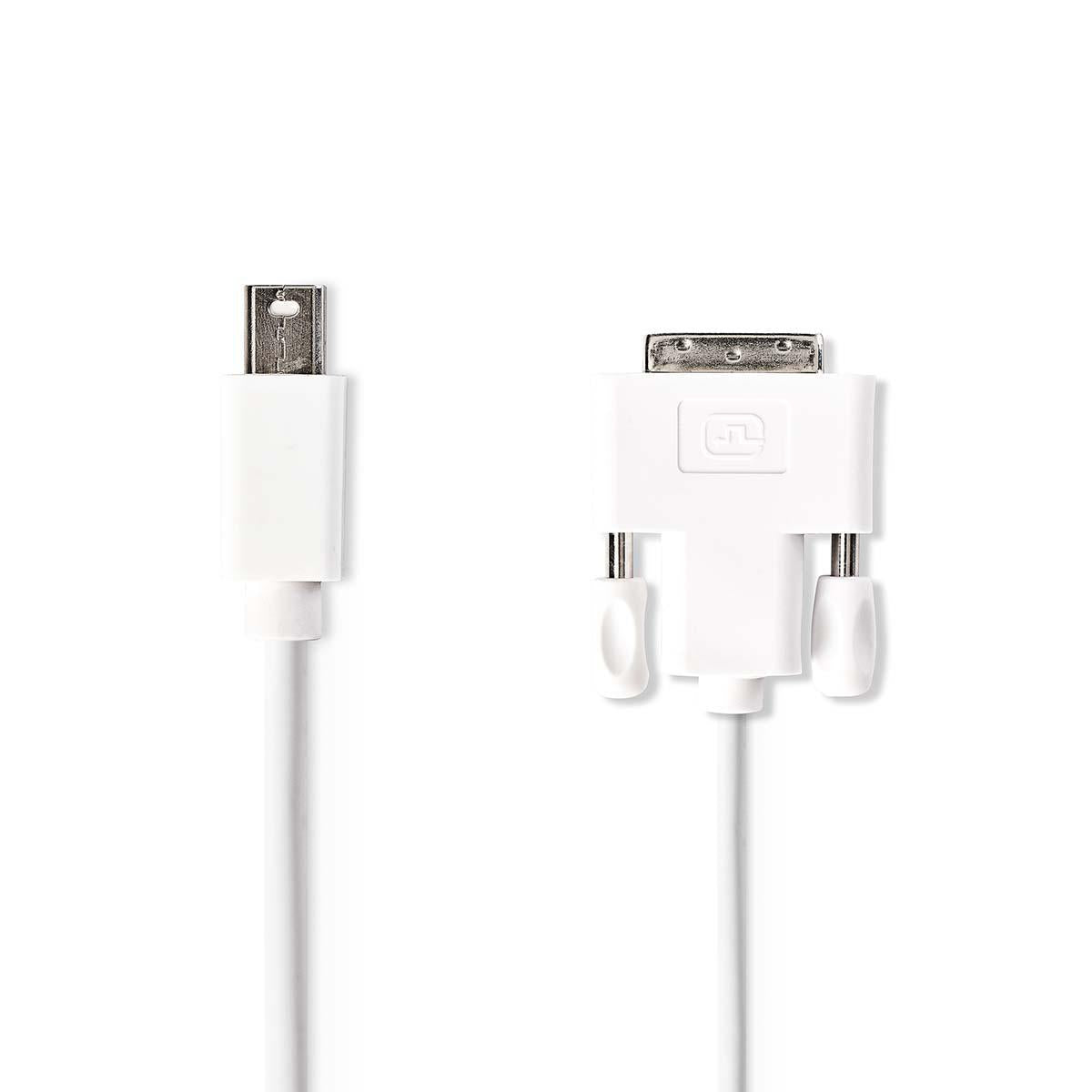 Mini Displayport Cable | DisplayPort 1.2 | Mini DisplayPort Male | DVI-D 24+1-Pin Male | 21.6 Gbps | Nickel Plated | 2.00 m | Round | PVC | White | Plastic bag