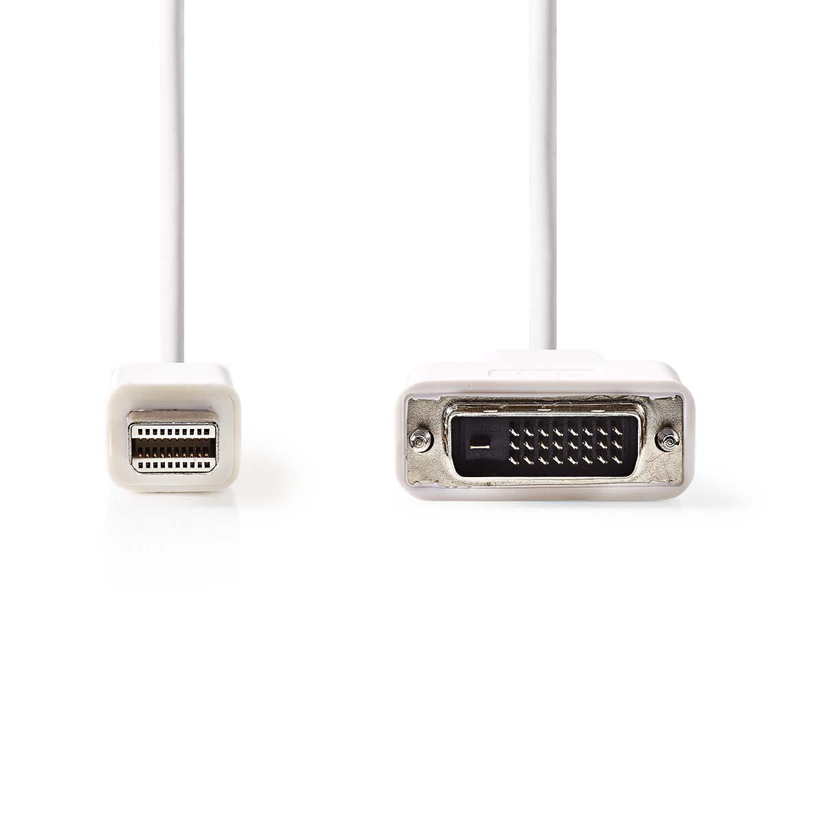 Mini Displayport Cable | DisplayPort 1.2 | Mini DisplayPort Male | DVI-D 24+1-Pin Male | 21.6 Gbps | Nickel Plated | 2.00 m | Round | PVC | White | Plastic bag