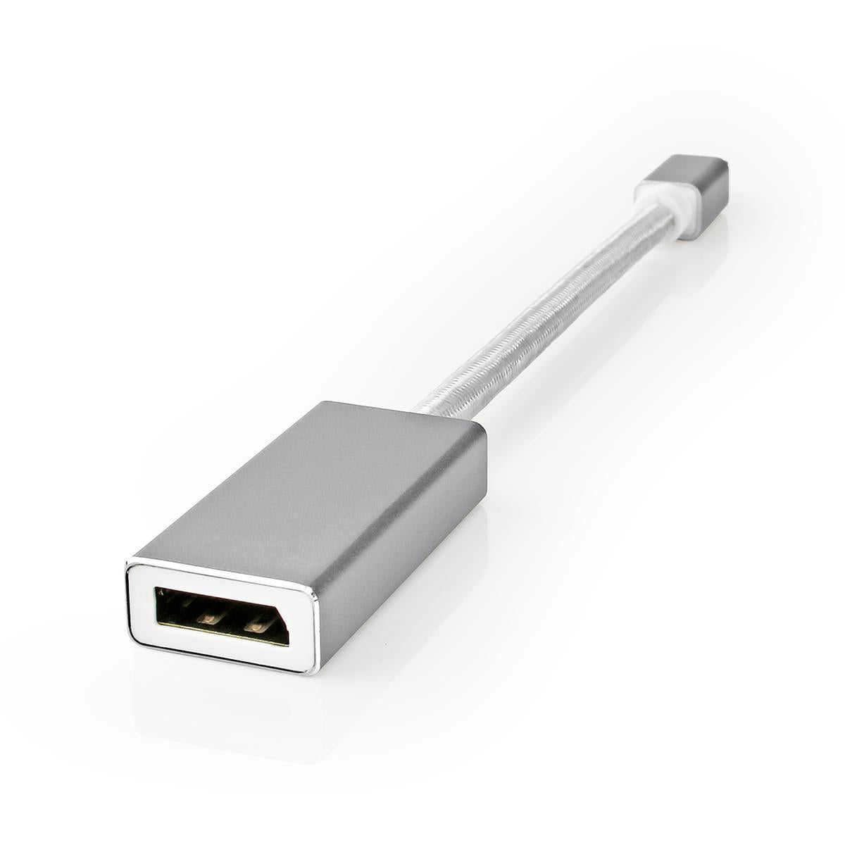 Mini Displayport Cable | DisplayPort 1.2 | Mini DisplayPort Male | DisplayPort Female | 21.6 Gbps | Gold Plated | 0.20 m | Round | Braided | Silver | Carton with covered window