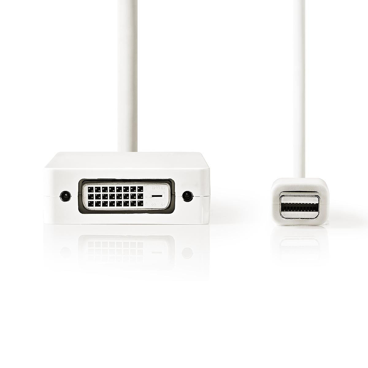 Mini Displayport Cable | DisplayPort 1.2 | Mini DisplayPort Male | DisplayPort Female / DVI-D 24+1-Pin Female / HDMI™ input | 21.6 Gbps | Nickel Plated | 0.20 m | Round | PVC | White | Plastic bag