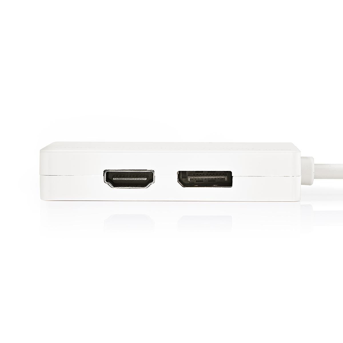 Mini Displayport Cable | DisplayPort 1.2 | Mini DisplayPort Male | DisplayPort Female / DVI-D 24+1-Pin Female / HDMI™ input | 21.6 Gbps | Nickel Plated | 0.20 m | Round | PVC | White | Plastic bag