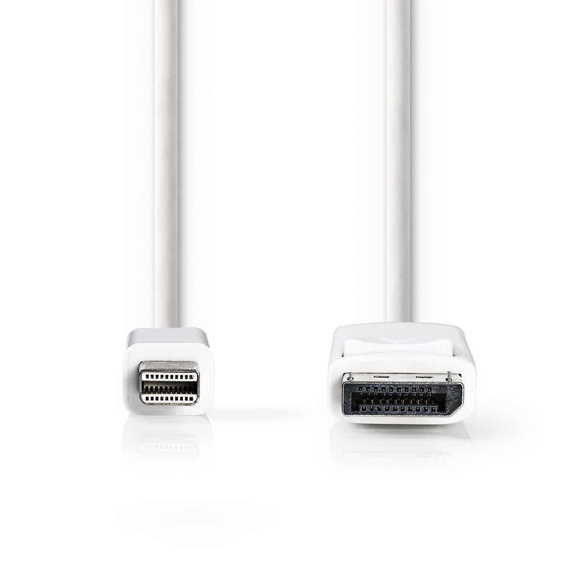 Mini Displayport Cable | DisplayPort 1.2 | Mini DisplayPort Male | DisplayPort Male | 21.6 Gbps | Nickel Plated | 2.00 m | Round | PVC | White | Plastic bag