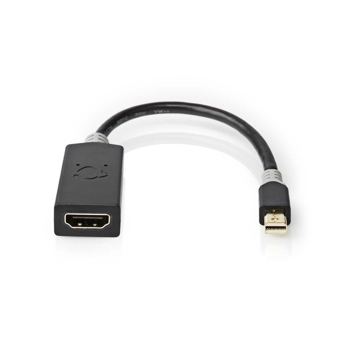 Mini Displayport Cable | DisplayPort 1.4 | Mini DisplayPort Male | HDMI™ Output | 48 Gbps | Gold Plated | 0.20 m | Round | PVC | Anthracite | Cardboard box with window