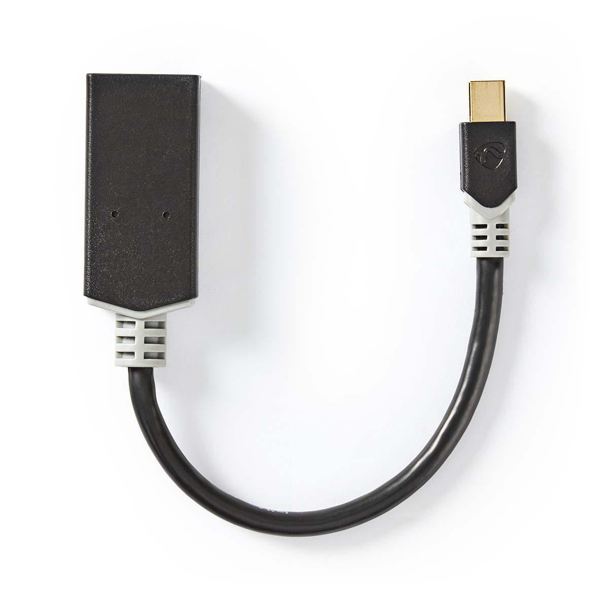 Mini Displayport Cable | DisplayPort 1.4 | Mini DisplayPort Male | HDMI™ Output | 48 Gbps | Gold Plated | 0.20 m | Round | PVC | Anthracite | Cardboard box with window