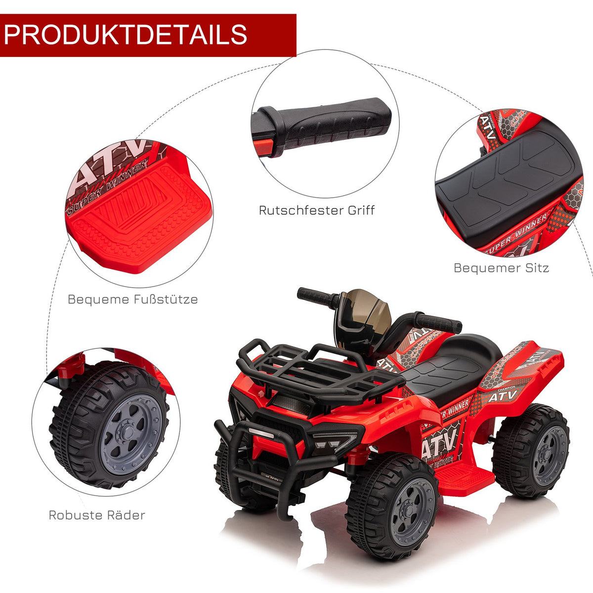 Mini Electric Quad For Children 18-36 Months, Stroller With Front Light, Children'S Motorcycle Electric Quad, Pink