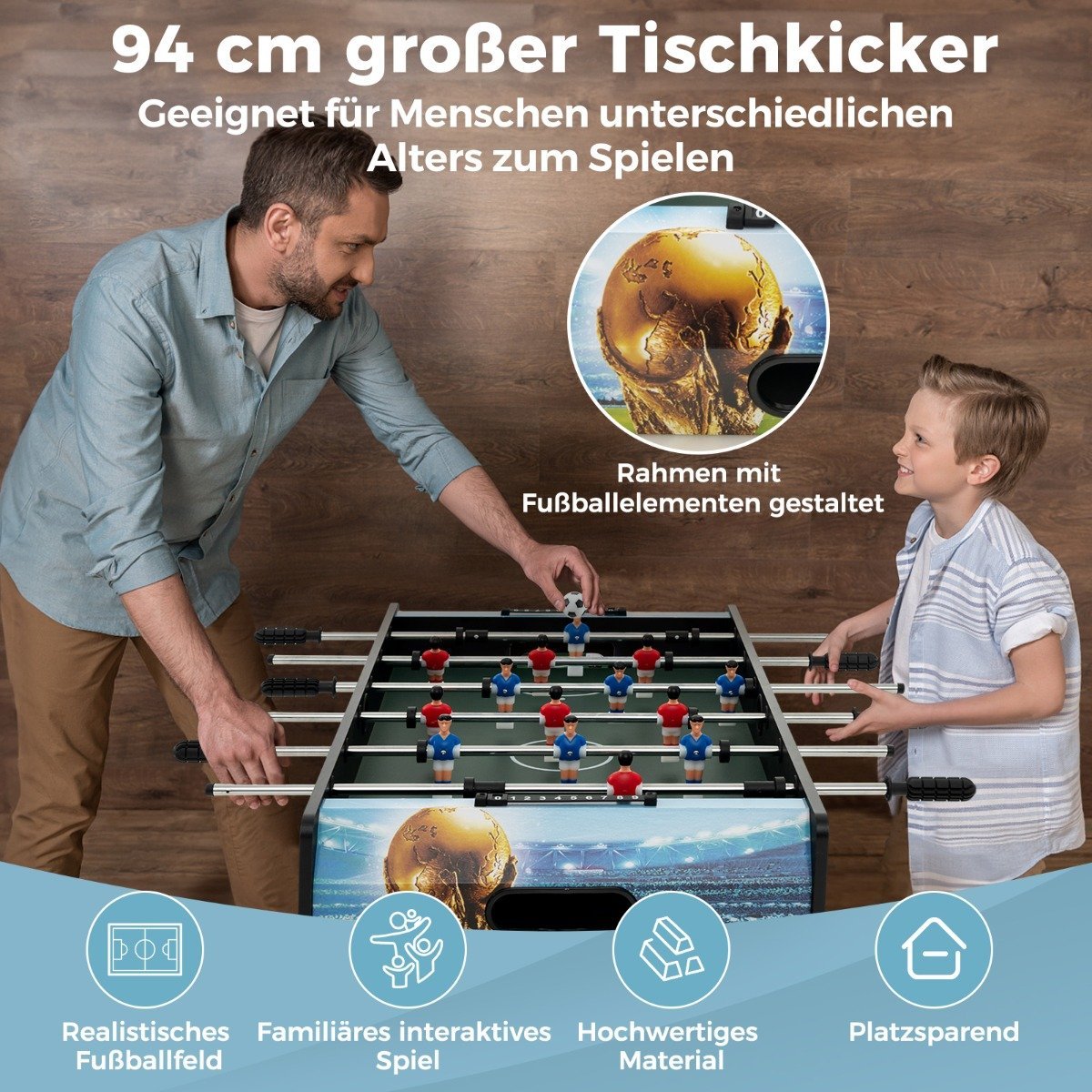 Mini Foosball Table with 14 Players, 2 Balls, Scorekeeper