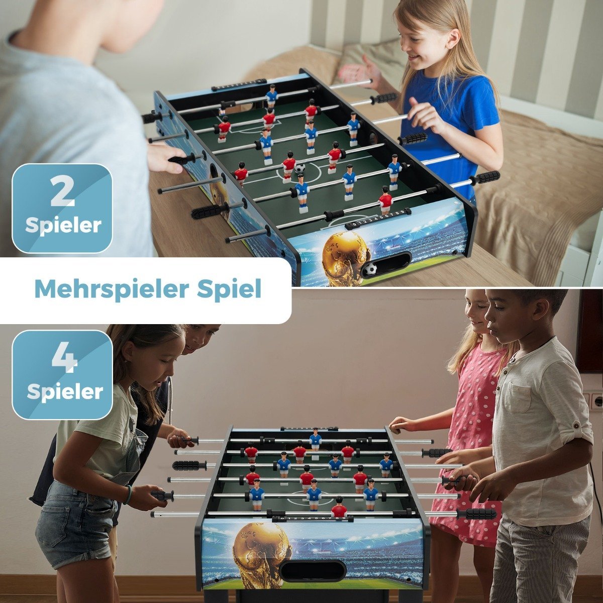 Mini Foosball Table with 14 Players, 2 Balls, Scorekeeper