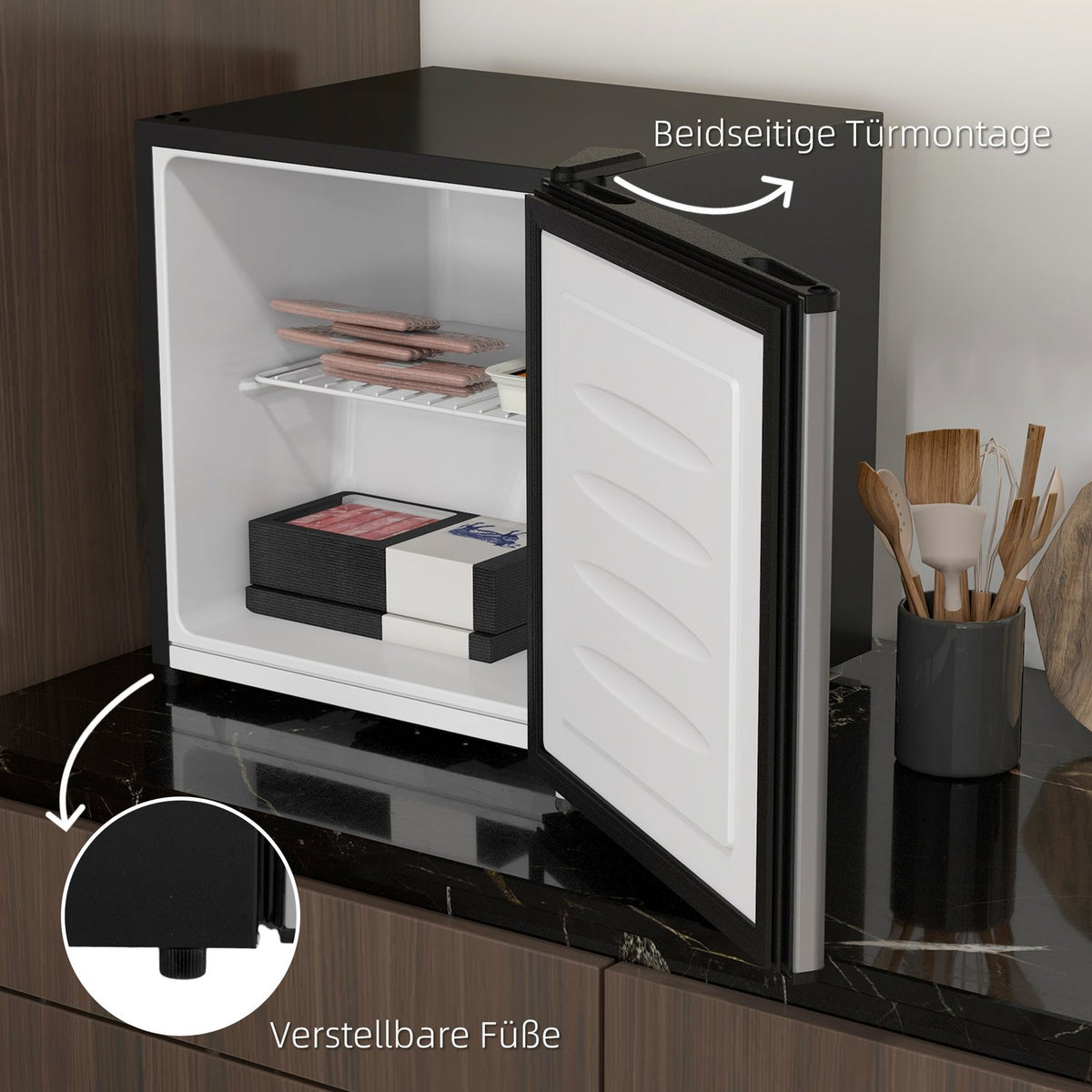 Mini Freezer, 35L Electric Freestanding Freestanding Mini Freezer, Mini Fridge, -14 to -24℃, 5 Level Temperature Control, 47 x 44.2 x 48.8 cm, Silver
