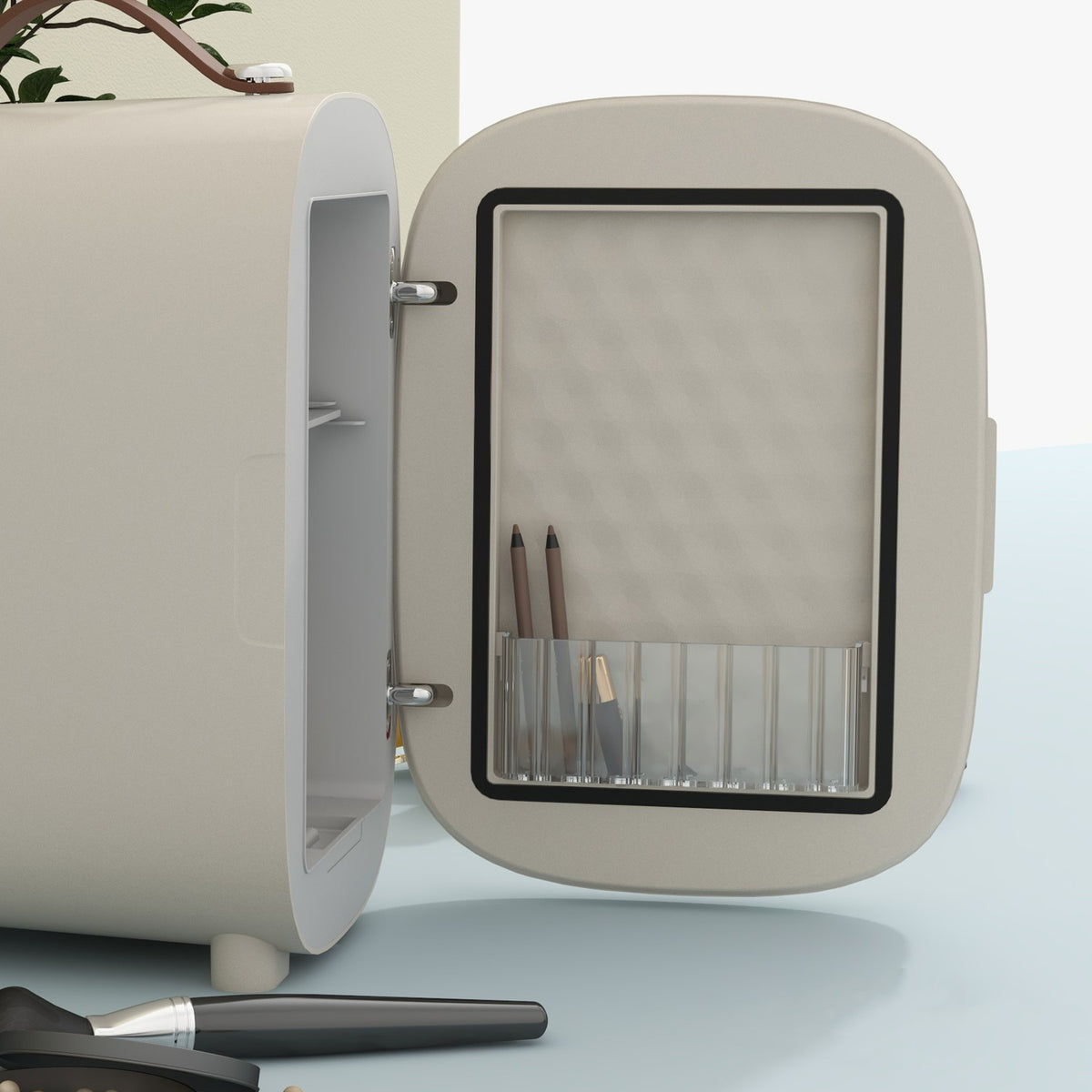 Mini Fridge 4L Small Cosmetic Fridge With Cooling And Heating Function, Portable Beauty Fridge, Fruit, Cream White