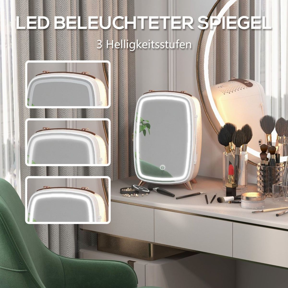 Mini Fridge 6 L Small Cosmetic Fridge with Cooling Function, Portable Beauty Fridge for Cosmetics, Drinks, Fruit, White