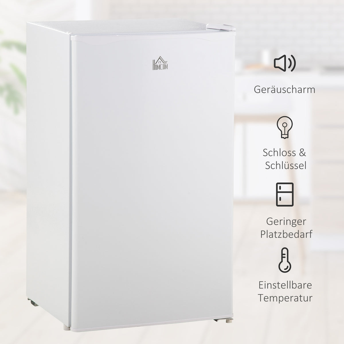 Mini Fridge with Freezer, 91L Capacity, Quiet, White