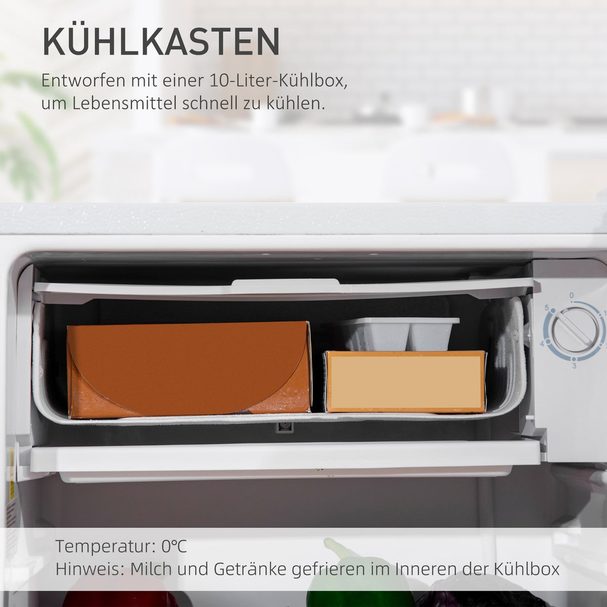 Mini Fridge with Freezer, 91L Capacity, Quiet, White