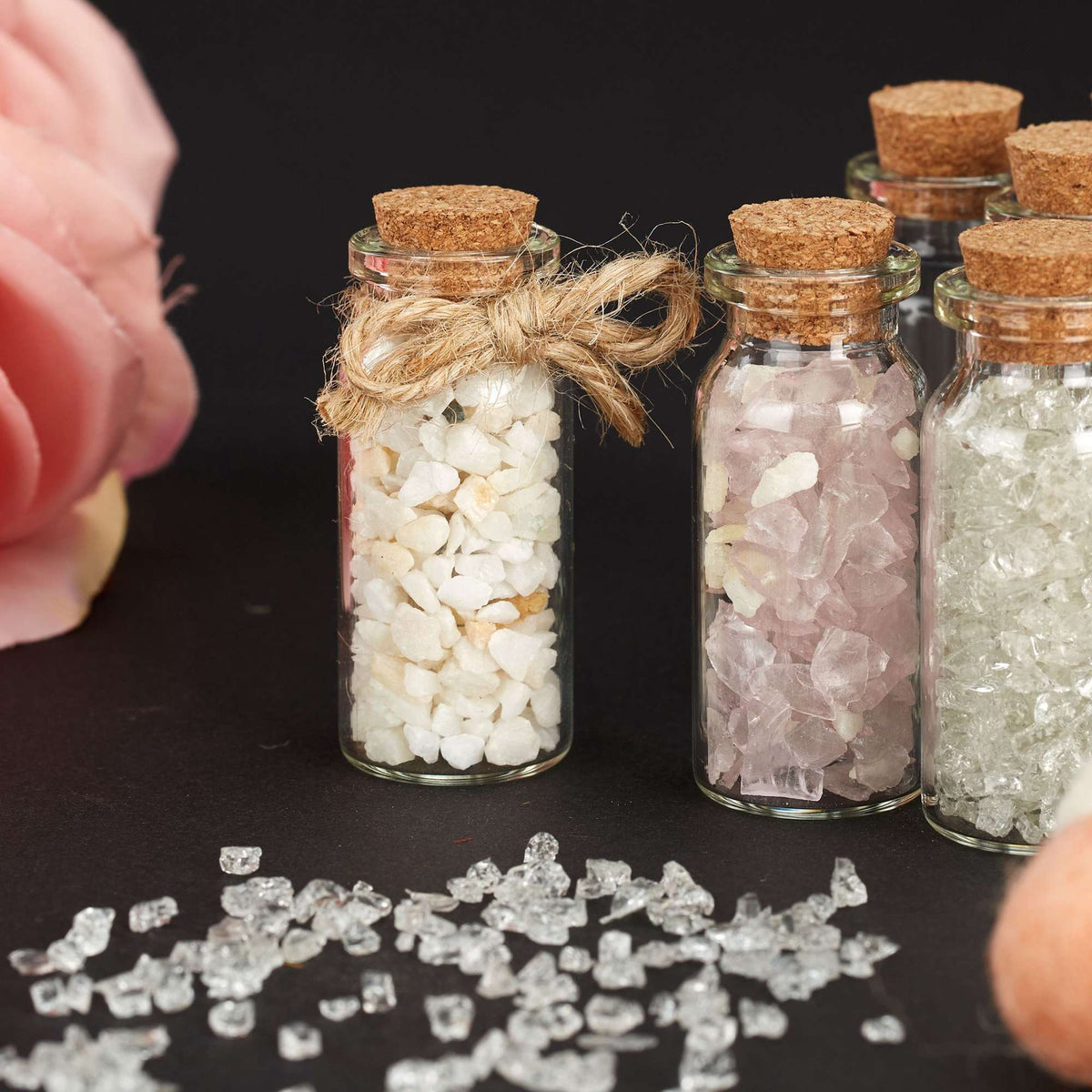 Mini Glass Bottles, Cork Stopper 60p Set