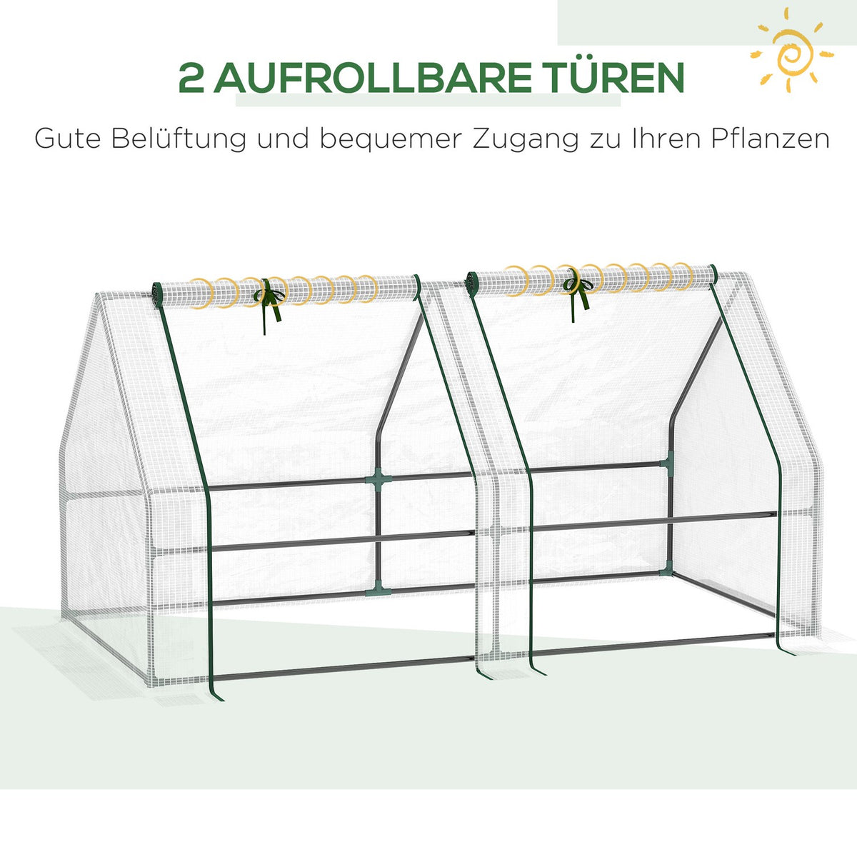 Mini Greenhouse Film Greenhouse 2 Rolling Windows Garden Balcony Pe Film 180X90X90Cm White