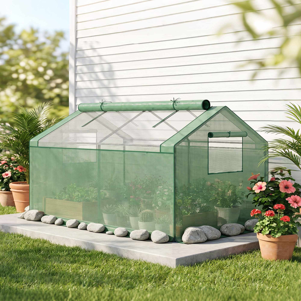 Mini Greenhouse with Weatherproof PE Cover, 180 x 92 x 92 cm