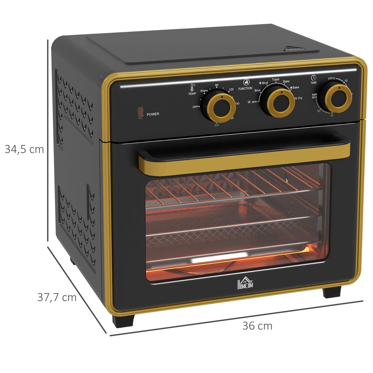 Mini Oven 20L, Pizza Oven With Convection Function, Hot Air Oven With Baking Tray, Grill Rack, 90-230℃, 1400 W Electric Mini Oven With 1 Hour Timer