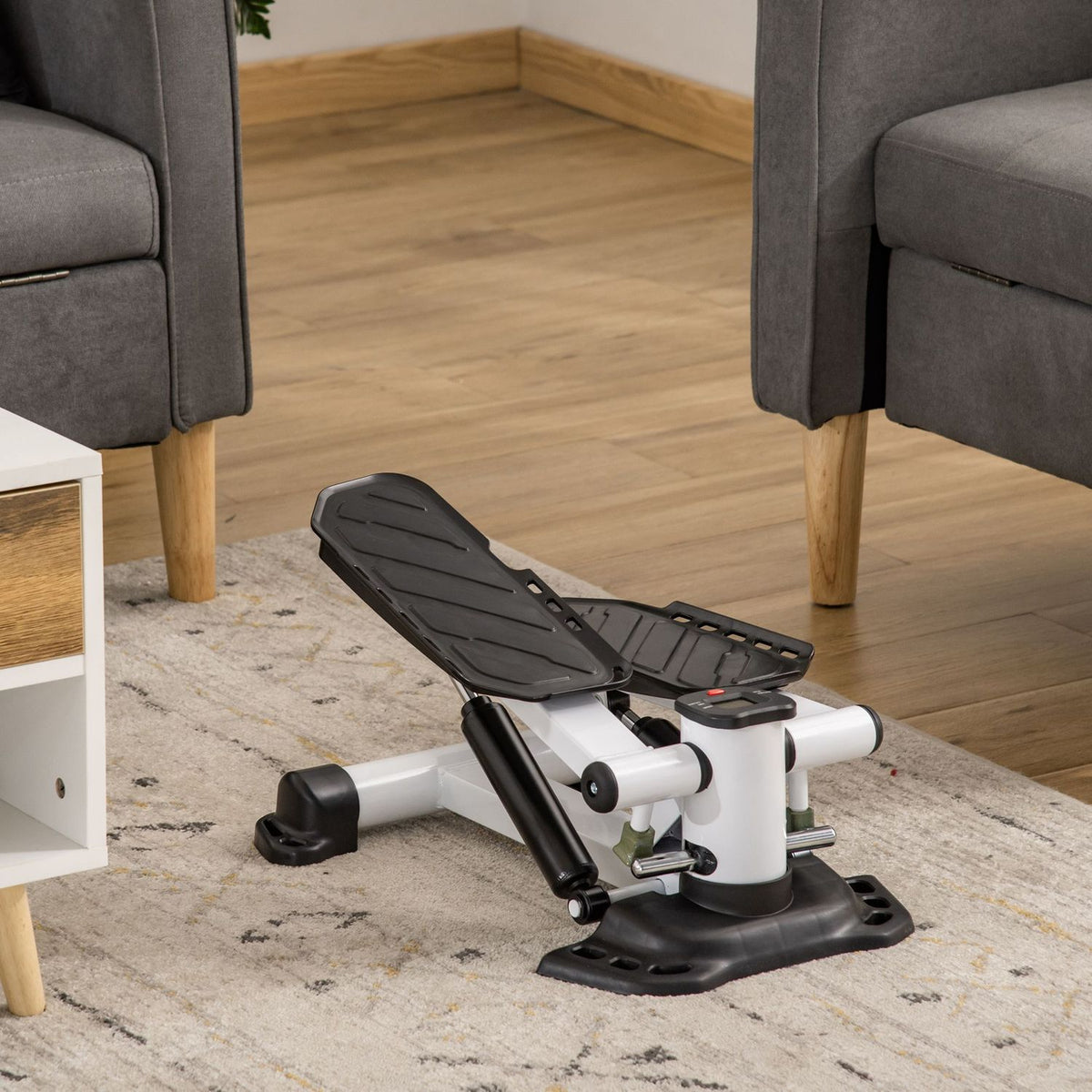 Mini Stepper Compact Mini Bike Fitness Equipment With Lcd Screen, Large Pedals, Metal & Abs, White+Black, 48X34X21Cm