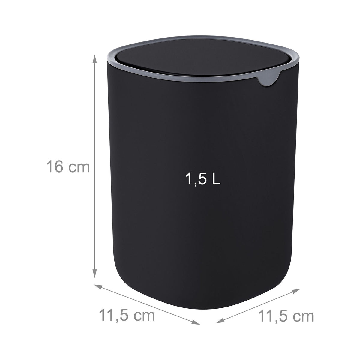 Mini Table Bin with Swing Lid, 1.5L – Black