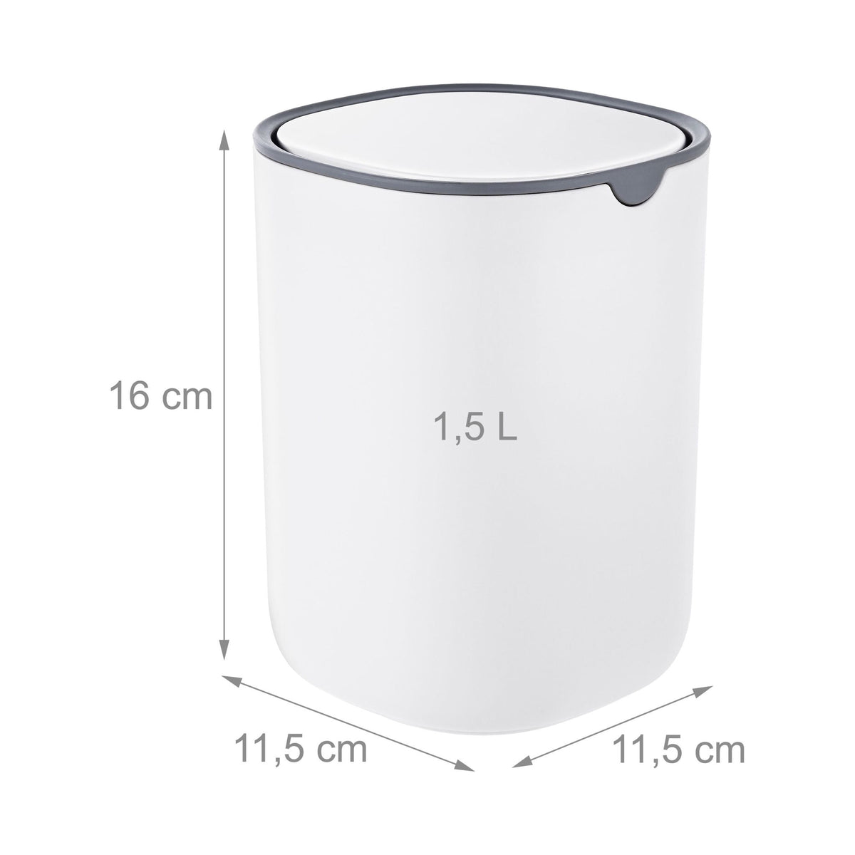 Mini Table Bin with Swing Lid, 1.5L – White