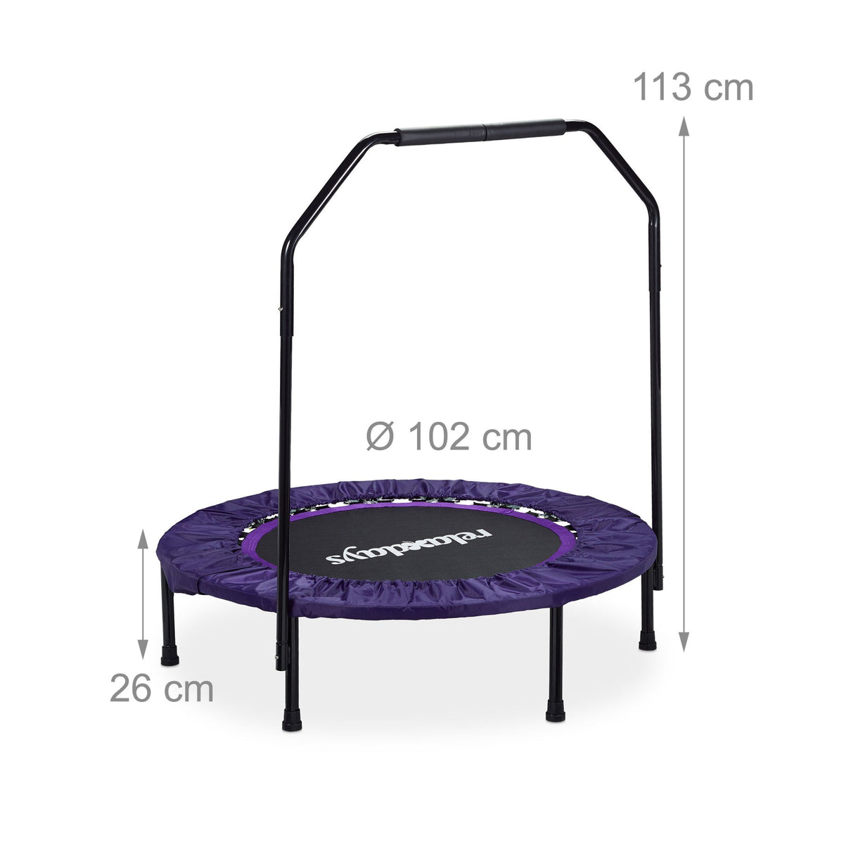 Mini Trampoline with Safety Bar, 102 cm Diameter