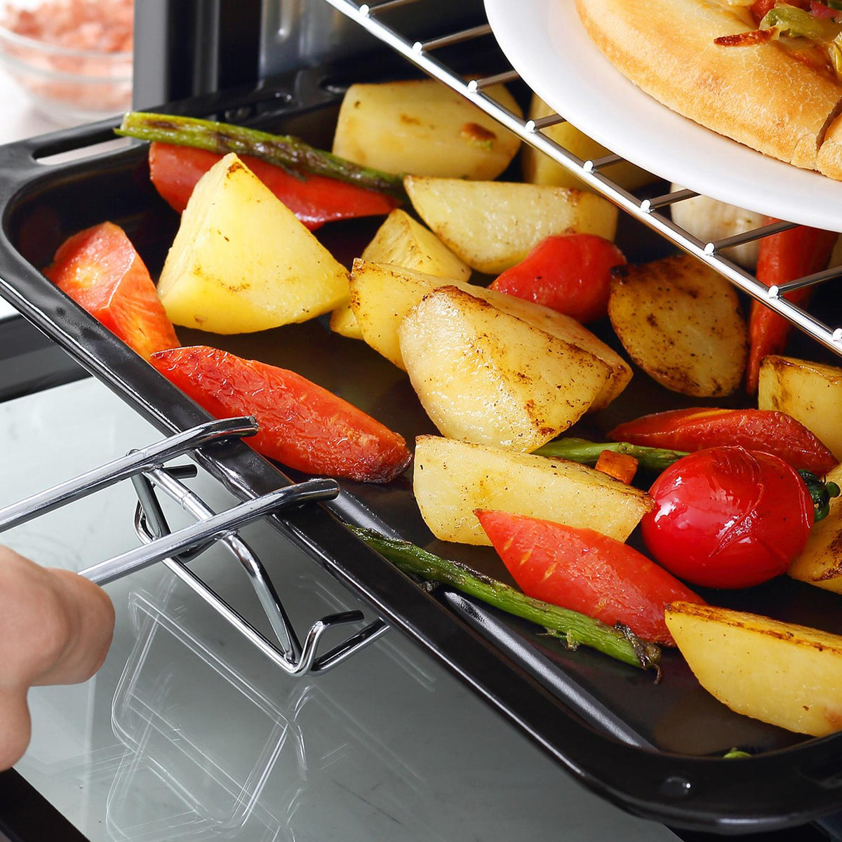 Mini oven 16 L 1400W Mini oven 100-230? 60 min. timer, with grill rack and baking tray, pizza oven with tray handle, crumb tray black