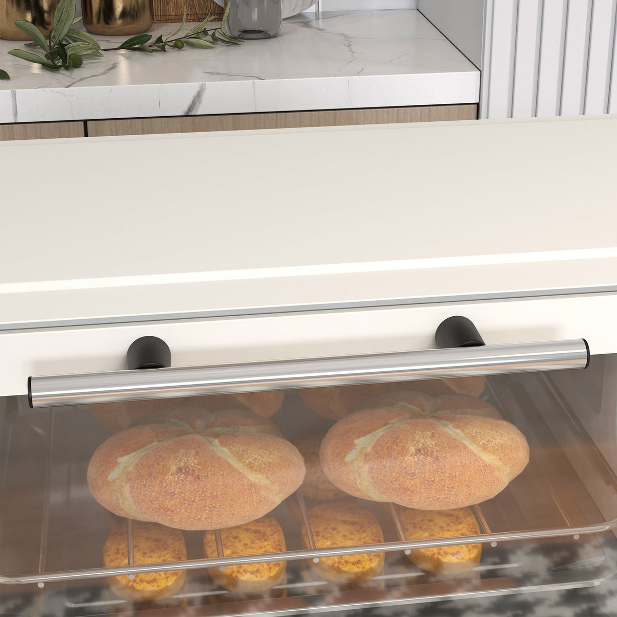 Mini oven 9L mini oven with baking tray, grill rack, 100 °C-230 °C, with adjustable temperature and cooking time, 60 min. timer, 750W, stainless steel, cream white