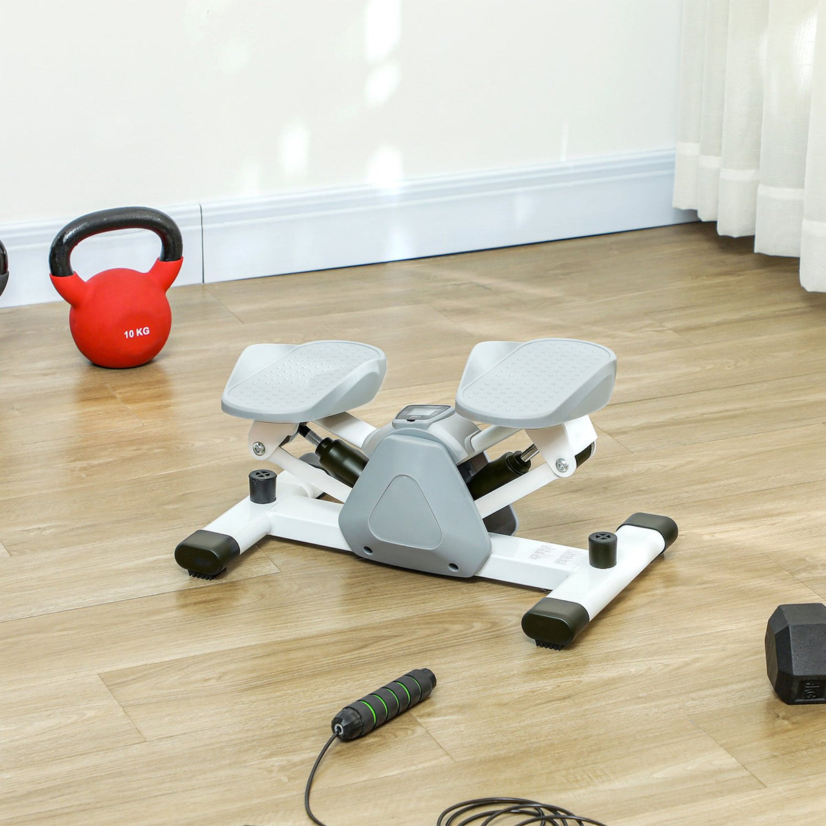 Mini stepper for home with LCD display, up-down stepper with non-slip pedals, stepper home trainer up to 100 kg, for leg training, home office fitness exercise, gray |