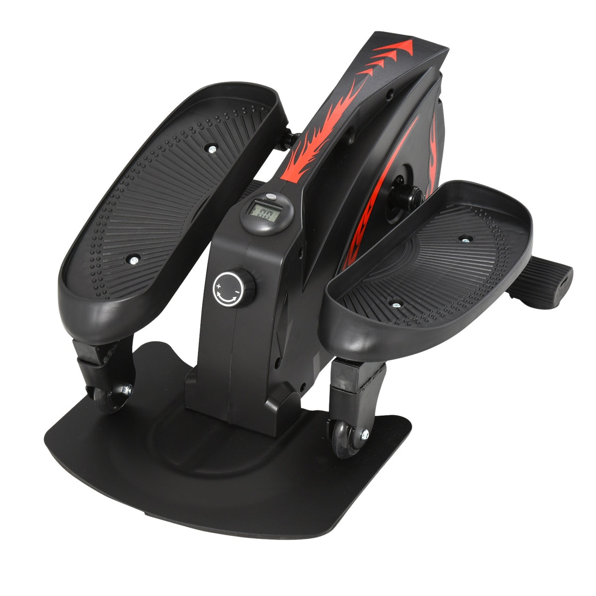 Mini stepper with LCD monitor, exercise bike, pedal trainer, training device, infinitely adjustable resistance, non-slip step board