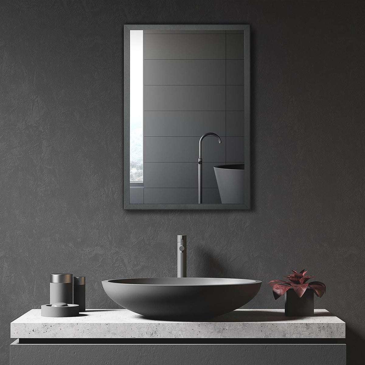 Mirror Cabinet, Bathroom Cabinet with 3 Tiers, Medicine Cabinet, Wall Cabinet for Bedroom, Black, 40 x 12 x 60 cm