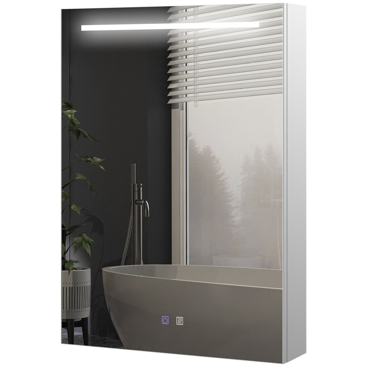 Mirror Cabinet Bathroom Led Lighting Touch Switch Anti-Fog Wall Cabinet Shelves Soft Close Silver